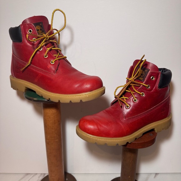 TIMBERLAND 6” Leather Waterproof Premium Boots RED / SIZE 6M - Picture 1 of 15